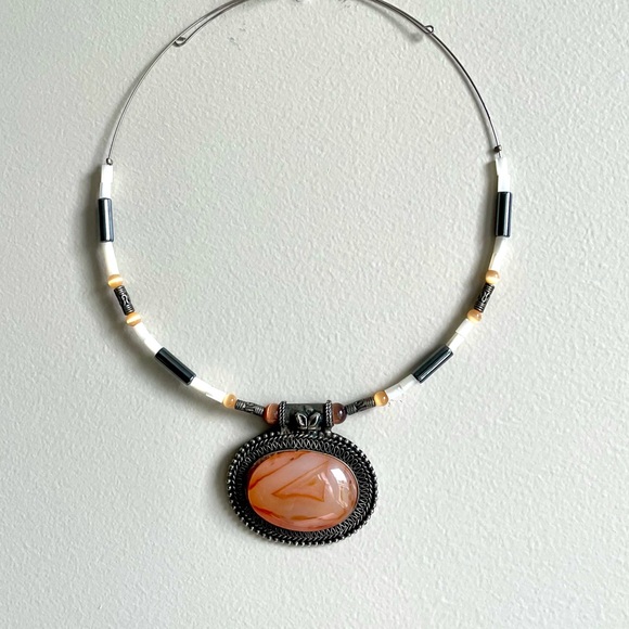 Orange Agate Choker Necklace - Picture 6 of 7